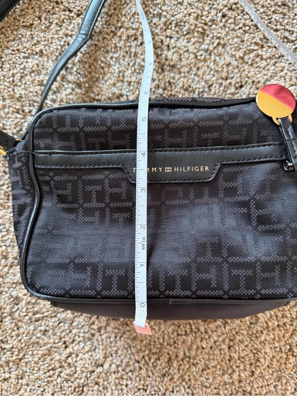 TOMMY HILFIGER Black Logo Printed Crossbody Camera Bag